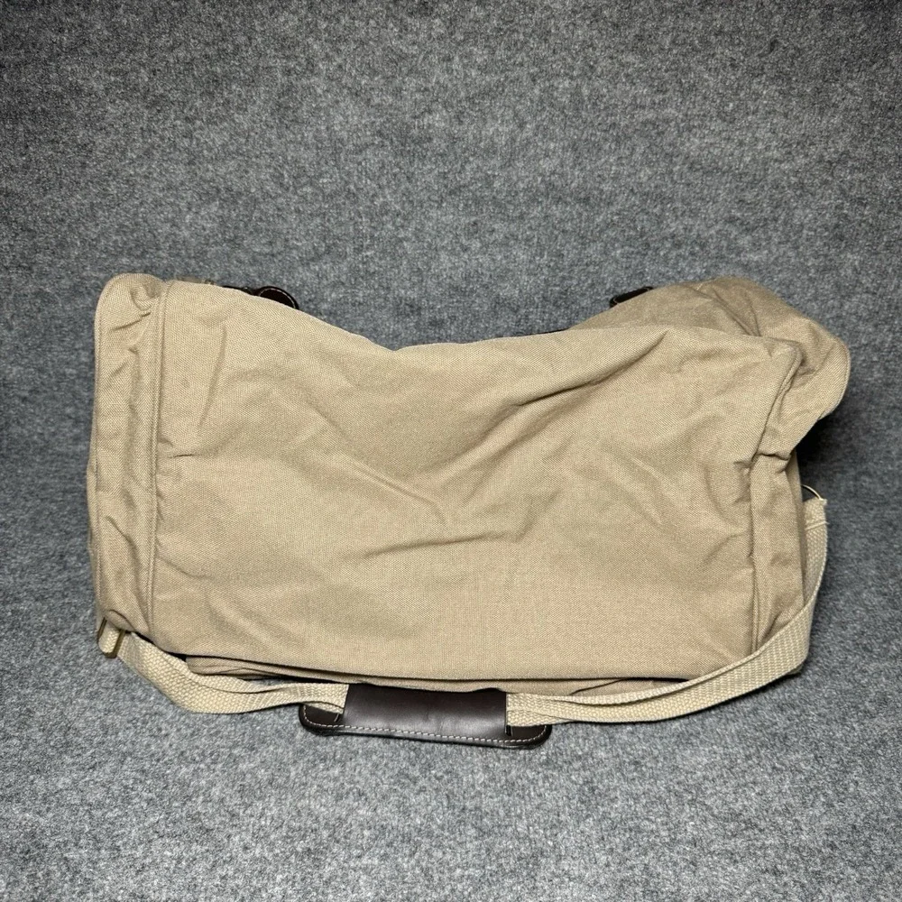 VTG Eddie Bauer Duffle Bag Canvas Leather Trim Ford Travel Utility Weekender